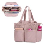 Fasrom Teacher Bag for Work Women, Large Utility Tote Bag with Laptop Compartment for Teacher Essentials (Empty Bag Only), Pink