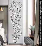 Bikri Kendra - 44 Ring and Dots Silver Decorative Mirror Stickers for Wall, Wall Mirror Stickers, 3D Acrylic Stickers Wall Stickers for Hall Room, Bed Room, Kitchen Living Room Kids Room.