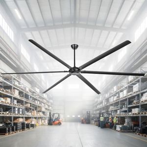 120 Inch Ceiling Fans without Lights Big Industrial Black Ceiling Fan for Shop Garage Gym, 6-Speed Reversible DC Motor Outdoor Ceiling Fans for Patios, Commercial Fan with Remote, 6 Aluminum Blades
