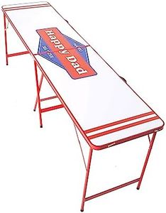 Happy Dad Portable Pong Table for Party, Tailgate Games, Folding Table for Indoor or Outdoor, Durable Scratch Proof Aluminum and Wood, Carrying Handles, 94.5”x 23.6” x 31.5”