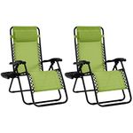 Goplus Zero Gravity Chair Set 2 Pack Adjustable Folding Lounge Recliners for Patio Outdoor Yard Beach Pool w/Cup Holder, 300-lb Weight Capacity (Green)