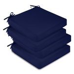 downluxe Outdoor Chair Cushions for Patio Furniture, Waterproof Square Corner Memory Foam Patio Chair Cushion with Adjustable Ties and Portable Handle, 19" x 19" x 3", Navy, 4 Pack