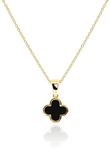 MUSEQVE Four Leaf Clover Necklace for Women • Dainty Mother of Pearl White Black Onyx Pink Blue Mint Green Lucky Clover Pendant • 14K Gold Plated Jewelry Gifts [CVRN], 17 inch with 2inch extender,