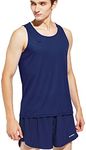 TLRUN Ultra Lightweight Running Singlet for Men Marathon Tank Top Dry Fit Workout Sleeveless Shirts(Large Navy)