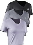 Neleus Women's Running Crop Tank Tops Dry Fit Workout Athletic Shirts Pack of 3, 8101# Black/Grey/Light Purple, 3 Pack, Small