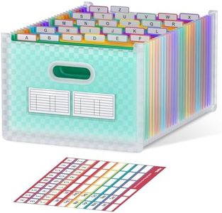 ThinkTex 26 Pockets Accordion File Organizer, Upright & Open Top, A-Z Colorful Tabs, Larger Capacity Expanding File Folder, Letter/A4 Size for School, Home and Office - Green