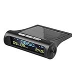 Tuccbay Digital Solar Car Clock with LCD Date and Time Display for Car Room Decoration Personal Outdoor A