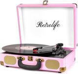 Retrolife® Record Player 3-Speed Bluetooth Portable Turntable, Pink