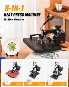 CREWORKS 8-in-1 Heat Press Machine 30x38cm – Swing Away T-Shirt, Mug, Hat, Plate Press