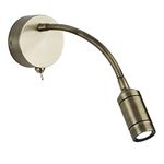 Searchlight 2256AB One Light LED Wall Light with Bendy Arm in Antique Brass - Height: 240mm