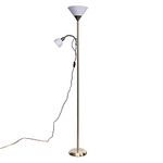 Modern Antique Brass 2 Way Mother/Father Parent & Child Uplighter and Spotlight Design Floor Lamp