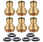 Solid Brass Hose Connector 6 Pieces 3/4" GHT Thread Male Hose Quick Connectors Adapter to Connect Garden Hose