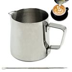 200ml Milk Jug, Stainless Steel Milk Jug Milk Frothing Pitcher Jug Cup with Measurement Mark, Milk Pitcher Jugs Perfect for Barista Cappuccino Espresso Making (200ML)