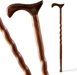 Brazos Handcrafted Wood Walking Cane, Twisted Walnut, Derby Style Handle, for Men & Women, Made in the USA, 34"