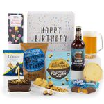 Virginia Hayward Hamper, Birthday Box - Hampers & Gourmet Gifts, Celebrate with Mini Chocolate Cake and Candle, Snacks, Treats and Pale Ale Birthday Beer - Delicious Birthday Gifts for Men and Women