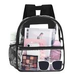 YXQSED Clear Backpack Stadium Approved - Clear Mini Backpack 12x12x6 for Women Stadium Concert Work Sport Black