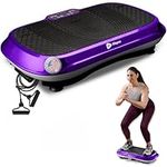 LifePro Vibration Plate Exercise Machine Purple- Whole Body Workout Vibration Fitness Platform w/ Loop Bands - Home Training Equipment - Remote, Balance Straps, Videos & Manual