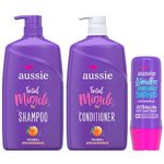 Aussie Total Miracle 3-Piece Set: Shampoo 778 mL, Conditioner 778 mL, 3 Minute Miracle Deep Conditioner Hair Treatment 236 mL, Infused with Apricot and Australian Macadamia Oil, 1.79 L Total