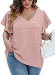 IN'VOLAND Plus Size Women Chiffon Blouse Dressy Batwing Sleeve Tops Scoop Neck Tunic Casual Shirts