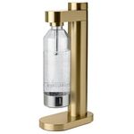 Stelton Brus Water Carbonator with Bottle, Premium Carbonator for Water with CO2 - Adjustable Bubble Strength - Scandinavian Design, Brushed Brass