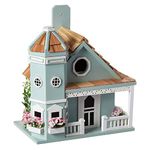 Home Bazaar Flower Pot Cottage Birdhouse, Blue