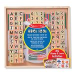 Melissa & Doug Deluxe Letters and Numbers Wooden Stamp Set ABCs 123s With Activity Book, 4-Color Stamp Pad