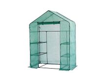 Top Home Solutions® Walk In Greenhouse - 4 Shelves Cold Frame Growhouse With Green PE Cover, Roll-Up Zipped Door - Premium Quality GreenHouse For Plants, Garden And Outdoor