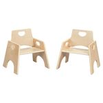 ECR4Kids Stackable Wooden Chair for Toddlers, Weaning Chair for Kids, Children's Seating Set for Homes, Classrooms and Daycares, 8in Seat Height, 2-Pack