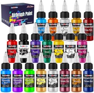 Airbrush Paint, 20 Colors Acrylic Air brush Paint Kit, Water-based, Opaque & Neon Colors, Pearl Colors, for Beginners, Artists, DIY Projects, 30ml/Bottle