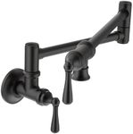 Moen S664BL Traditional Wall Mount Swing Arm Folding Pot Filler Kitchen Faucet, Matte Black