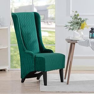 Vaztrlus High Wing Green Dining Chair Fabric Tufted Quilted Accent Chairs 23" Wide Living Room Wingback Chairs Side Corner Chair Thicken Sitting Chair Upholstered Throne Chair(Green)