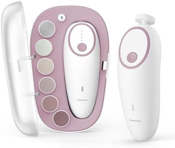 Momcozy Baby Nail File Electric, Gentle Baby Nail Trimmer Electric, Baby Nail Clipper with Night Light, 7 Grinding Head Replacement Pads, Pink