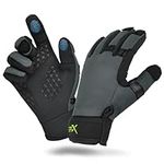 Extremus Buckwell Winter Gloves - Touchscreen Water Resistant Warm Fishing Gloves for Cold Weather - Men and Women’s Gloves for Ice Fishing, Photography, or Hunting (Gray Small)