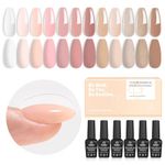 Beetles Builder Gel 12 Pcs, 8-in-1 Pink Rose Nude Gel Builder for Nails Beige White Colors Hard Gel Builder Extension Gel Nail Strengthener Nail Art Design Summer Gifts for Women