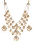 ZAVERI PEARLS Ethnic Kundan & Pearls Multi Layers Bridal Necklace Set For Women-ZPFK8689