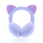 XIAOHAWANG Girls Ear Muffs Kids Winter Warm Earmuffs Boys Cute Adjustable Ear Warmers Children Soft Cozy Plush(E-Purple)