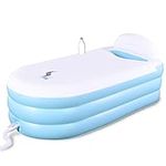 Portable Bathtub, Inflatable Bathtub for Adult, 65" x 34" x 20" Soaking Bath Tub with Cover, Cushion, Backrest, and Cup Holder, Freestanding Bathtub for Home Spa