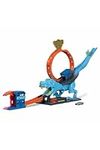 Hot Wheels City Track Set with 1 Toy Car, Race Through a Giant Loop to Defeat a Big Dinosaur, T-Rex Loop Stunt and Race Playset