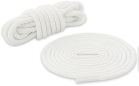 BOROLA 2 Pairs 45" Round Coloured Athletic Shoe Laces for Sports Shoes Boots Sneakers Skates Fits All Adult and Kids (White)
