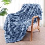 Exclusivo Mezcla Large Soft Fleece Throw Blanket, 127x178 CM Stylish Jacquard Throw Blanket for Couch, Cozy, Warm, Lightweight and Decorative Tie-dye Stone Blue Blanket