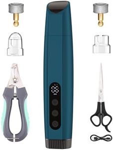 ATESON Dog Nail Grinder with LED Light, 6-Speed Quiet Electric Pet Nail Trimmers, Forward/Reverse, Electric Dog Nail Trimmer, 2000mAh Battery 8H Runtime, 95% Dust Capture for Dogs & Cats