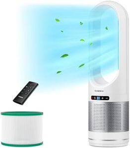 Senmeo 32" Bladeless Tower Fan with Air Purifier, Bladeless Fan with Remote, HEPA Filter for 99.7% Smoke Dust Dander, 8 Speeds, 90° Oscillation, 8 H Timer, LED Display, Air Purifier for Home