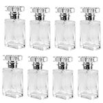 8 Pack 30ml / 1 oz. Clear Refillable Perfume Bottle, Portable Square Empty Glass Perfume Atomizer Bottle with Spray Applicator