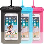 3 Pack Waterproof Float Phone Pouch with Neck Trap and Armband, Waterproof Phone case, Dry Bag Outdoor Beach Bag for iPhone, Samsung Galaxy, and Other Phones Up to 6.9'' (Black+Blue+Pink)