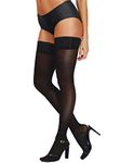 Semi Sheer Stay Up Lingerie Thigh High Stockings Lace Top Size A-B, 1 Pair Black of HONENNA