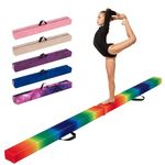 COSTWAY Folding Gymnastics Balance Beam, 7ft/210cm Kids Training Beam with Carry Handles, Anti-Slip Base, Floor Gymnastics Beams for Home Gym Exercise (Colorful)