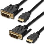 Fosmon HDMI to DVI Cable 24+1 (1.8M 2Pack) Full 1080p, Bi-Directional Gold Plated Adapter, High Speed HDMI Male to DVI-D Male Compatible with HDTV, Apple TV, PS4/PS5, Xbox One X/S/360, Nintendo Switch