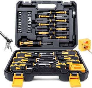 Amartisan Magnetic Screwdrivers Set with Case, 42-piece Includs Slotted, Phillips, Hex, Pozidriv,Torx and Precision Screwdriver Set Tools for Men