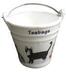 crackinchina Cats & Kittens design Bucket teabag tidy, porcelain bucket teabag tidy (large)