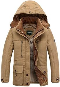 Tanming Men's Thicken Warm Winter Coat Mountain Ski Snowboard Jacket Hooded Parkas, Khaki-lt, X-Large